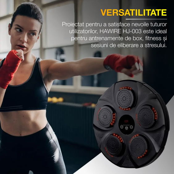 Box muzical electronic HAWIRE HJ-003, Conexiune bluetooth, Pentru copii si adulti, Antrenamente de box si fitness, Manusi Incluse, Incarcare USB, Negru 