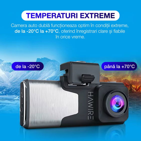 Camera auto dubla 4K HAWIRE M11, Display 4 inch, Senzor video Sony IMX 415, Functie GPS, Conexiune WiFi