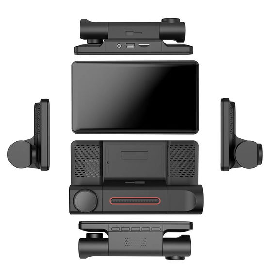 Camera auto tripla de bord HAWIRE Full HD, unghi 170°, LCD 4 inch, Night Vision, Camera marsarier, Card 32GB inclus