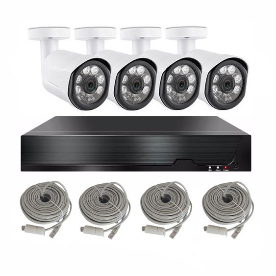 Kit/Sistem supraveghere video HAWIRE HV-POE948004-A6, 4 camere 8MP, Monitorizare pe telefon, Compresie H265+