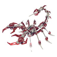 Puzzle mecanic 3D, HAWIRE DJD-009, Model scorpion DYI, Metalic, 420 piese, 18X17X11cm, Rosu 