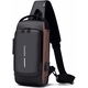  Rucsac de umar inteligent HAWIRE, Port incarcare USB, Compartiment laptop/tableta, Impermeabil, Anti furt, Negru/Maro 