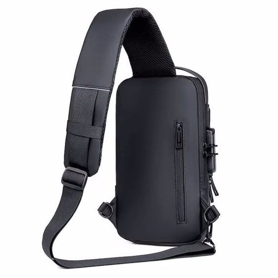  Rucsac de umar inteligent HAWIRE, Port incarcare USB, Compartiment laptop/tableta, Impermeabil, Anti furt, Negru/Maro 