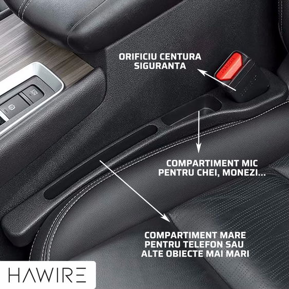 Set 2 suporturi pentru scaune auto HAWIRE cu 2 compartimente de depozitare, Universale