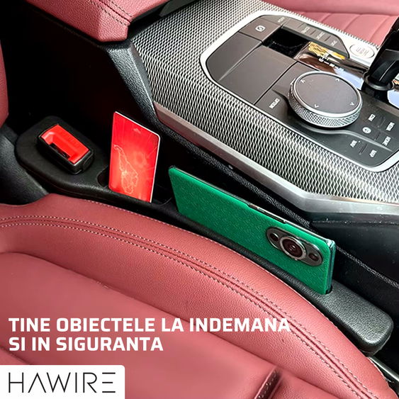 Set 2 suporturi pentru scaune auto HAWIRE cu 2 compartimente de depozitare, Universale